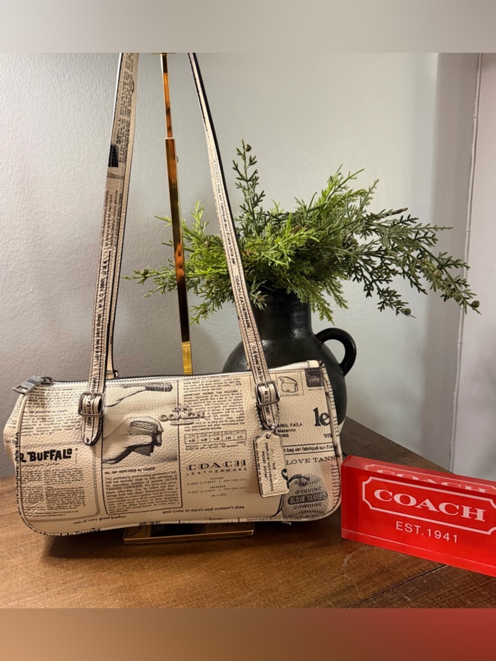 Coach Asher “Newspaper Print” Shoulder Bag